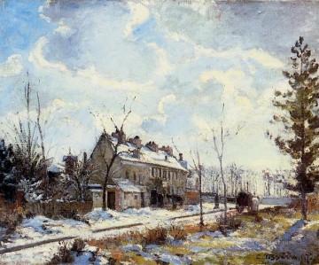 Louveciennes carretera efecto nieve 1872 Camille Pissarro Pinturas al óleo